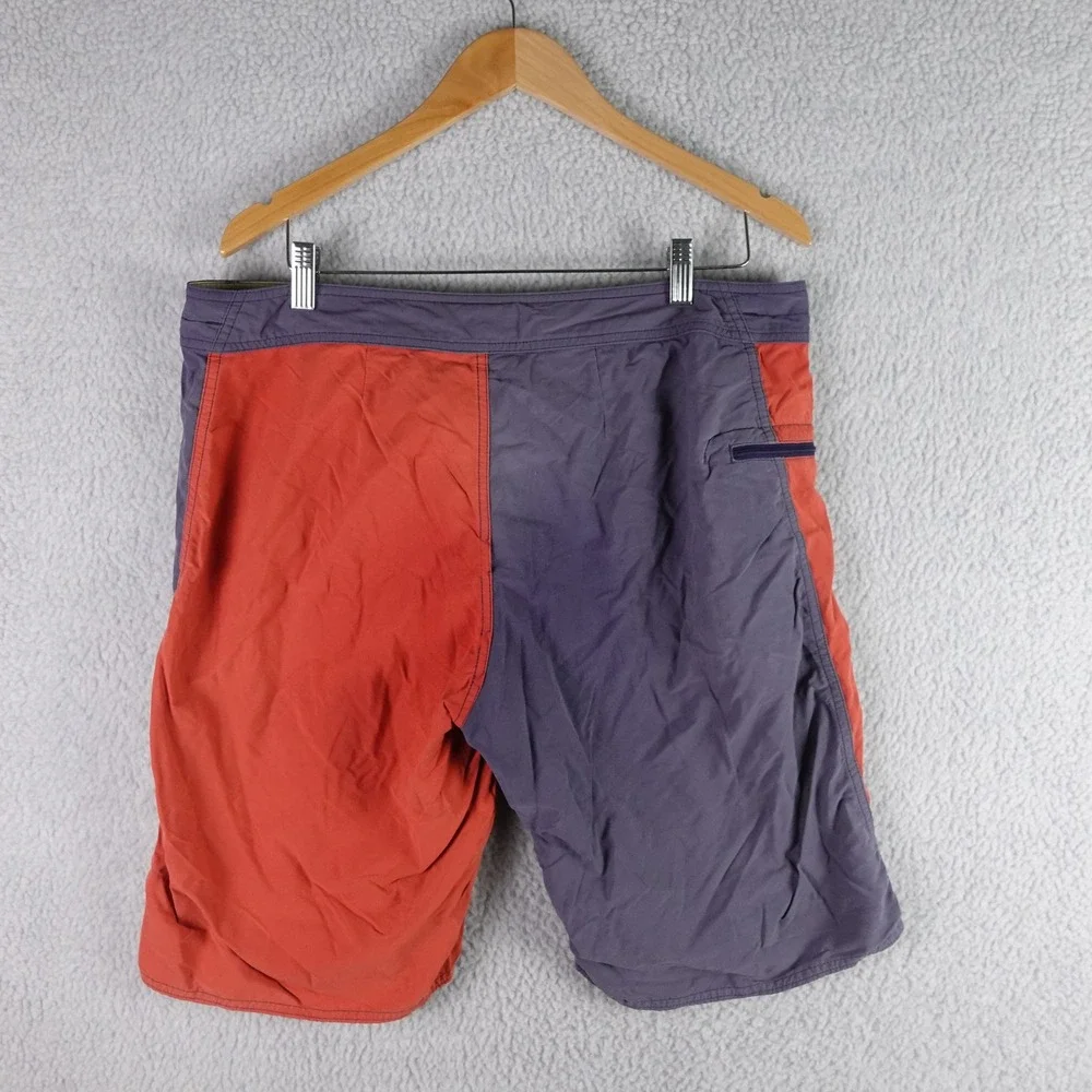 Patagonia Mens Board Shorts Size 34 Orange Purple Colorblock Swim Trunks 6305